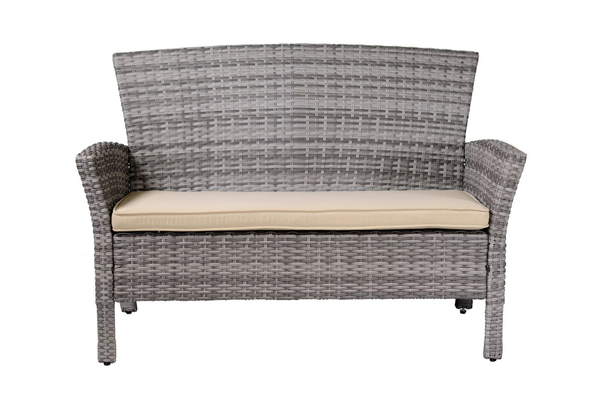 SALOTTO DA GIARDINO AMALIA IN POLYRATTAN GRIGIO CON CUSCINI INCLUSI