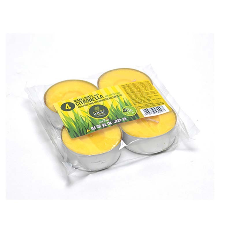 4 TEALIGHT ALLA CITRONELLA ANTI INSETTI