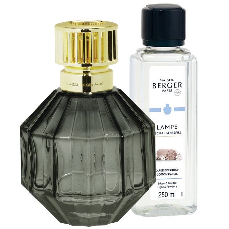 LAMPADA CATALITICA FACETTE NOIRE + RICARICA 250ML CARESSE DE COTON LAMPE BERGER