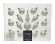 CONFEZIONE 15PZ ADDOBBI NATALIZI H13CM BIANCO INVERNO MIX