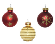 CONFEZIONE DA 9 PALLINE DI NATALE IN VETRO, Ø3 CM, COLORE ROSSO E GIALLO