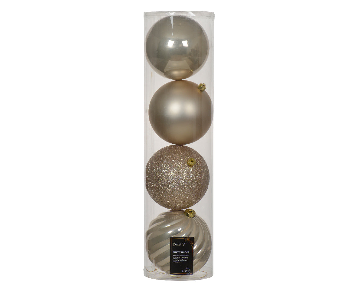 Confezione 4 palline di natale Miste Perla 14cm