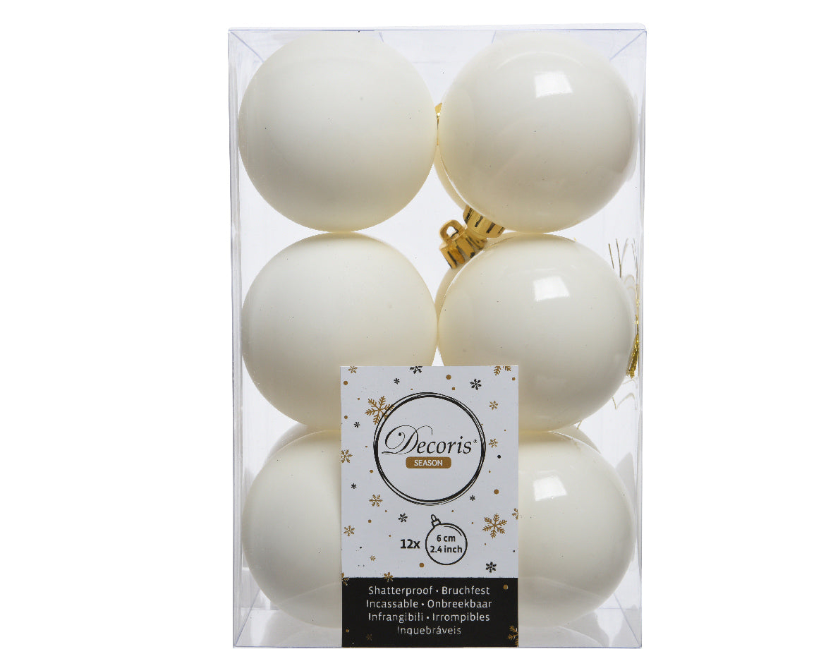 12 PALLINE 6 CM BIANCO LANA