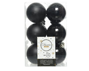 12 PALLINE DI NATALE 6 CM COLOR NERO OPACO/LUCIDO