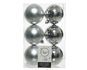 6 PALLINE 8CM ARGENTO OPACO/LUCIDO