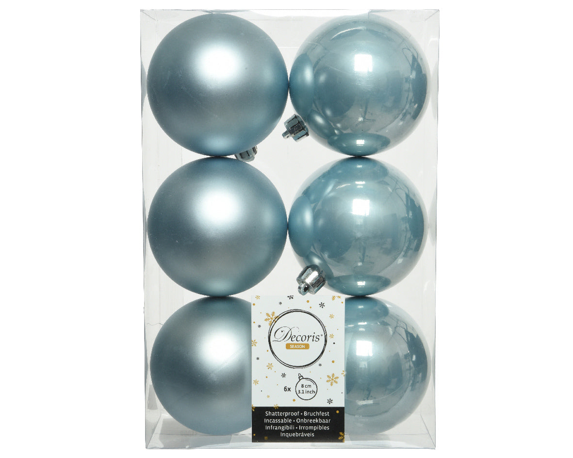 6 PALLINE D.8CM AZZURRO