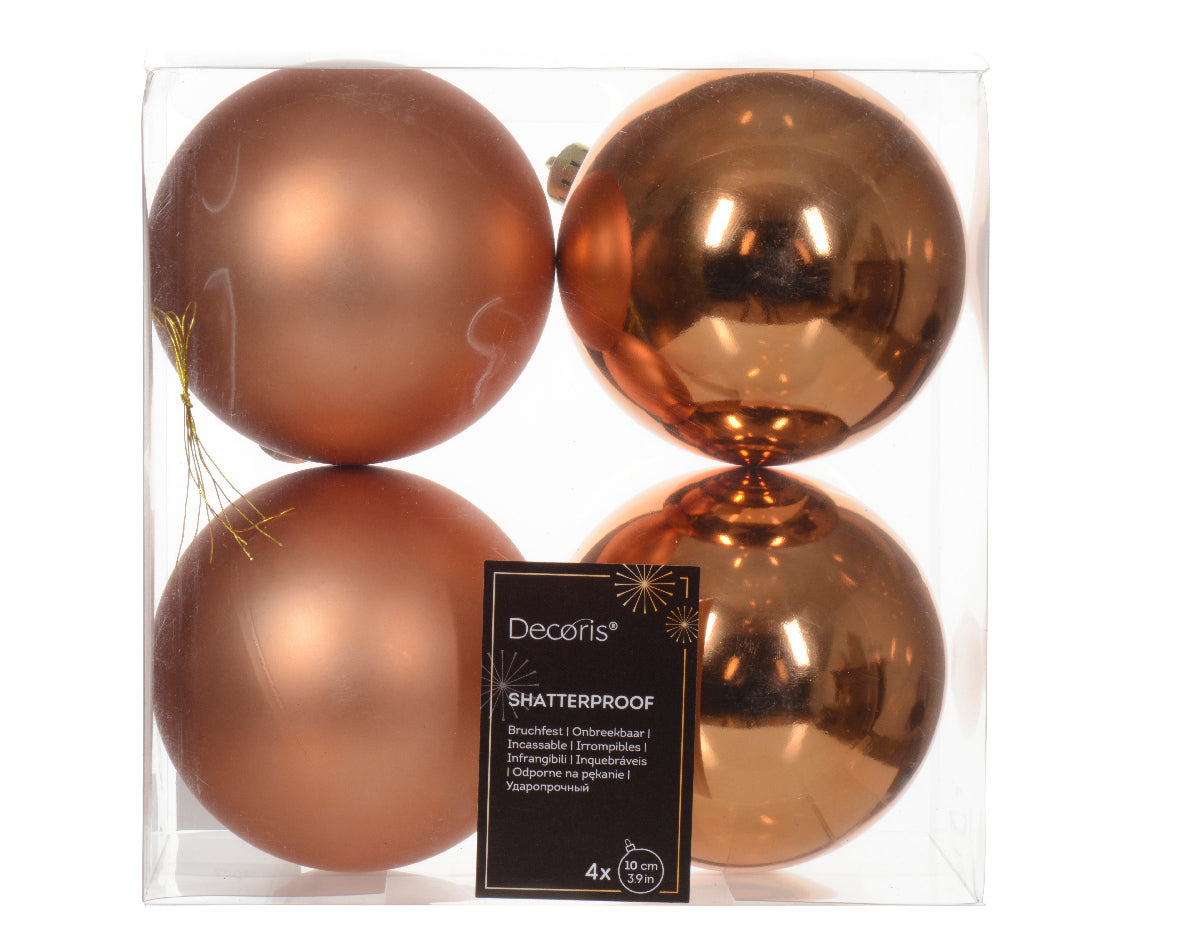 4 PALLINE DI NATALE D.10CM COLORE RAME LUCIDO/OPACO