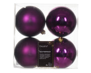 4 PALLINE DI NATALE D.10CM COLORE VIOLA LUCIDO/OPACO