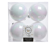 4 PALLINE 10CM BIANCO IRIDESCENTE