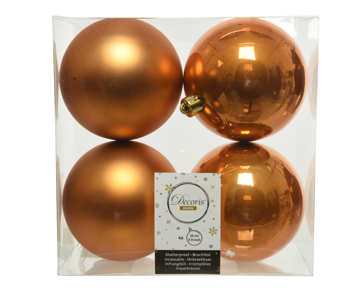 4 PALLINE DI NATALE AMBRA 10CM