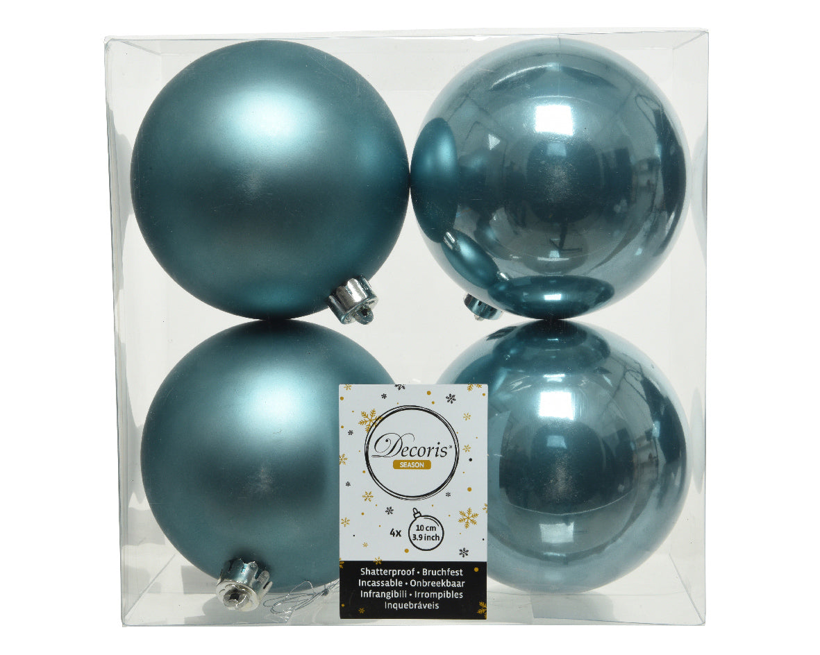 4 PALLINE DI NATALE AZZURRO CIELO 10CM