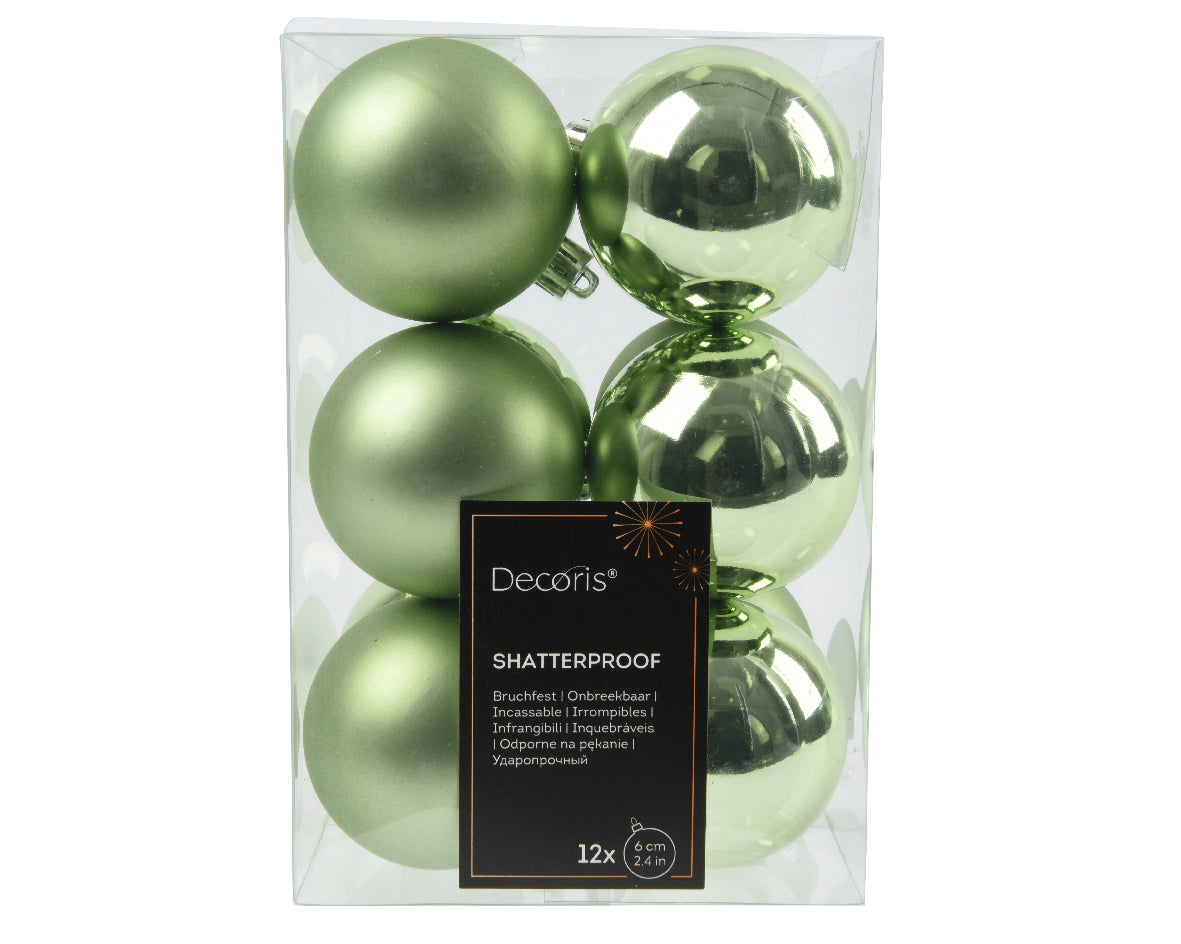 CONFEZIONE DA 12 PALLINE DI NATALE, Ø6 CM, COLORE VERDE