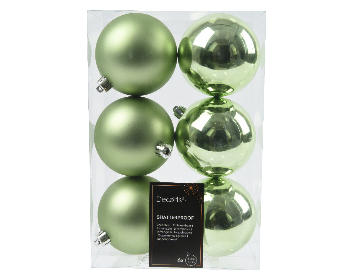 CONFEZIONE DA 6 PALLINE DI NATALE, Ø8 CM, COLORE VERDE