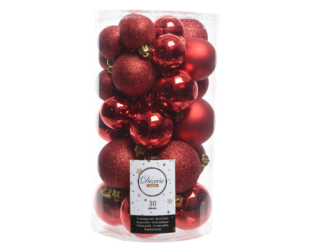 30 PALLINE ROSSO OPACO/LUCIDO/GLITTERATO