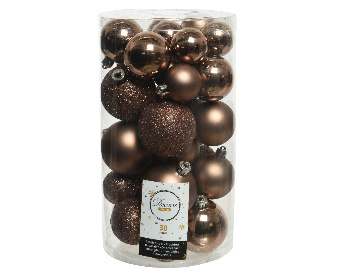 30 PALLINE MARRONE OPACO/GLITTERATO