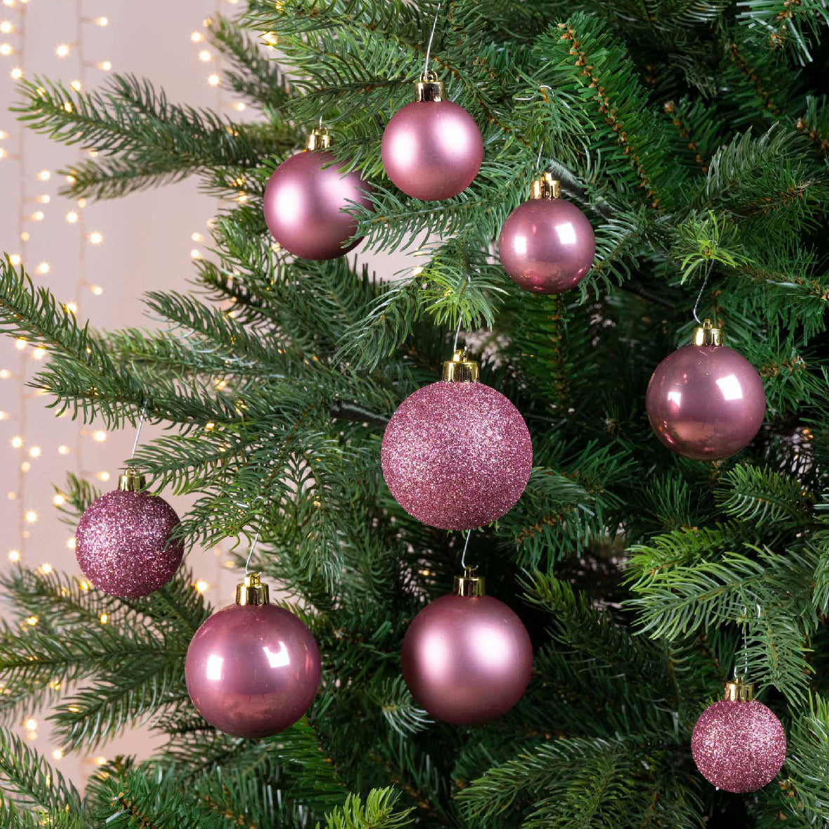30 PALLINE DI NATALE ROSA VELLUTO ASSORTITE