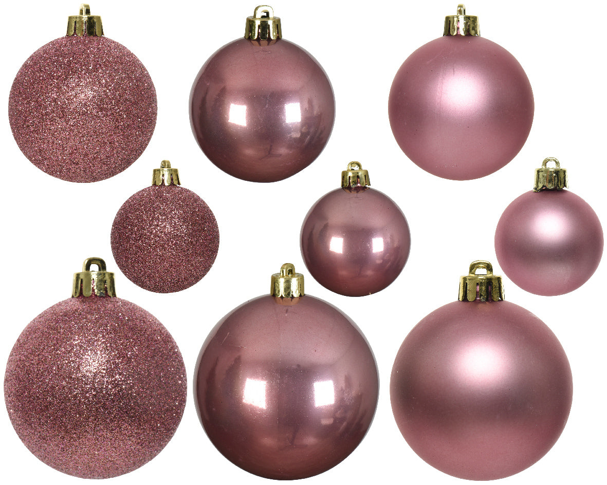 30 PALLINE DI NATALE ROSA VELLUTO ASSORTITE