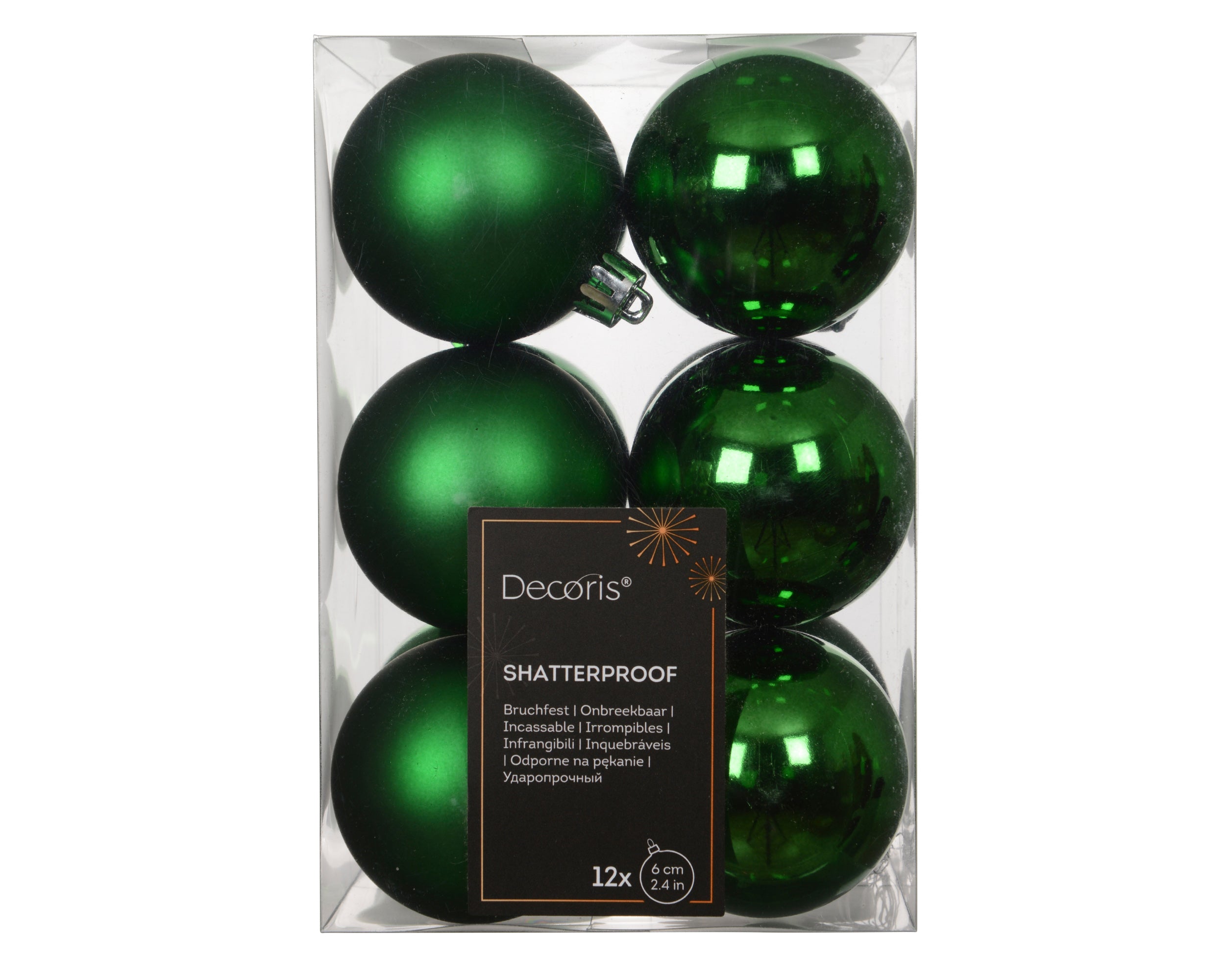 Set 12 palline di natale infrangibili mix lucido/opaco D 6 cm verde brillante Peraga Christmas