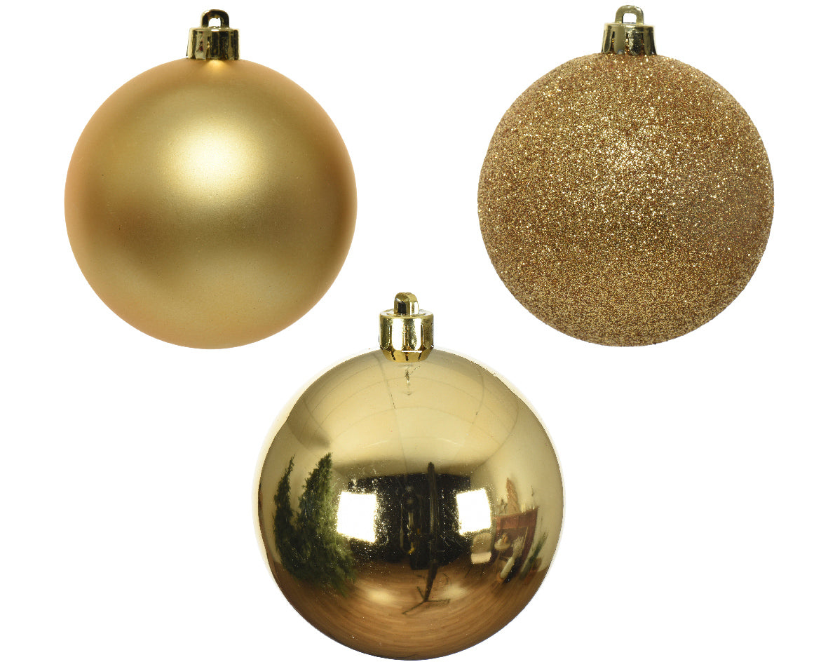 34 PALLINE DI NATALE ORO CHIARO ASSORTITE