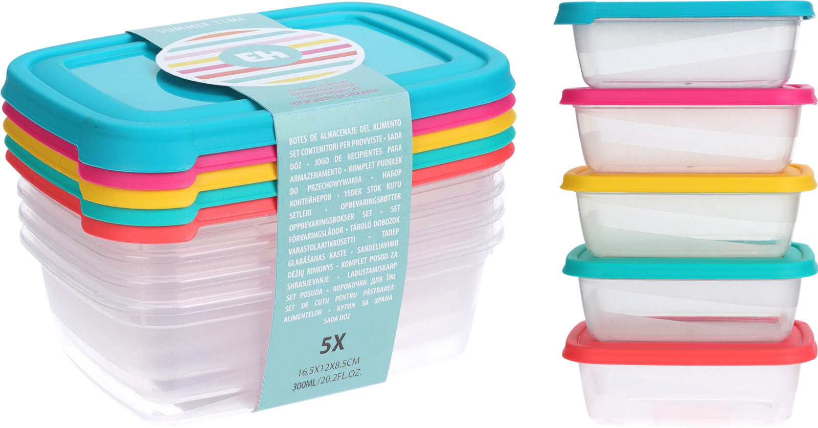 5 CONTENITORI PER ALIMENTI 300ML