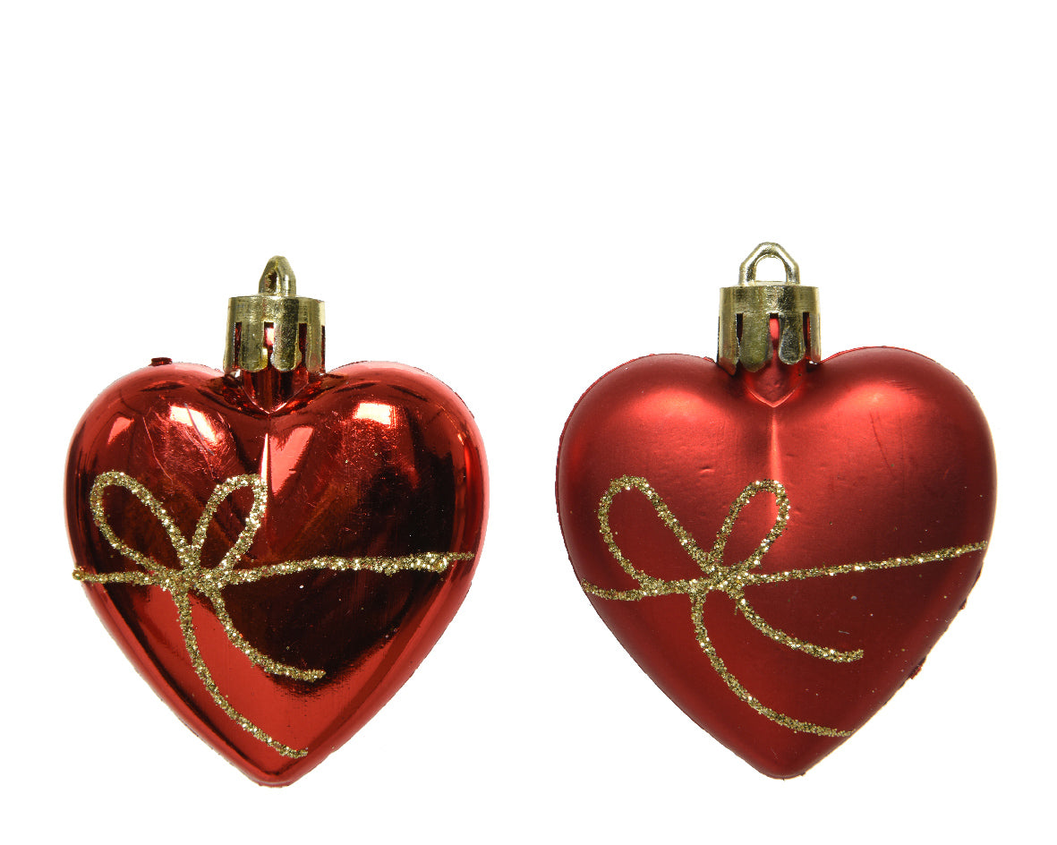 OFFERTA 6 CUORI NATALIZI LUCIDO/OPACO DA APPENDERE ASSORTITI