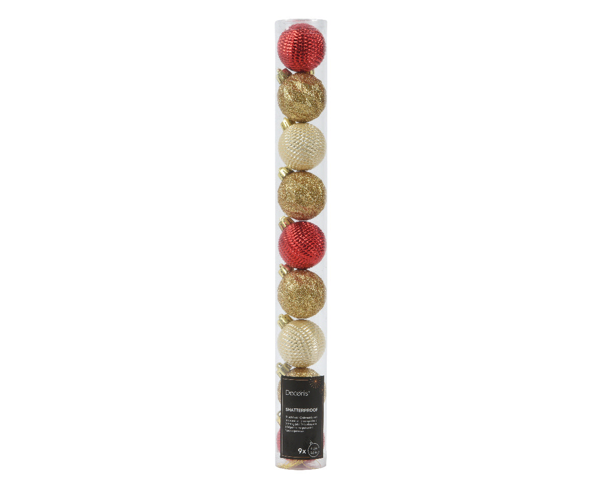 Confezione palline di natale Miste Rosse/Oro/Bianche 4cm