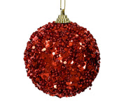 PALLINA DI NATALE CON PAILLETTES, ROSSA, Ø8 CM