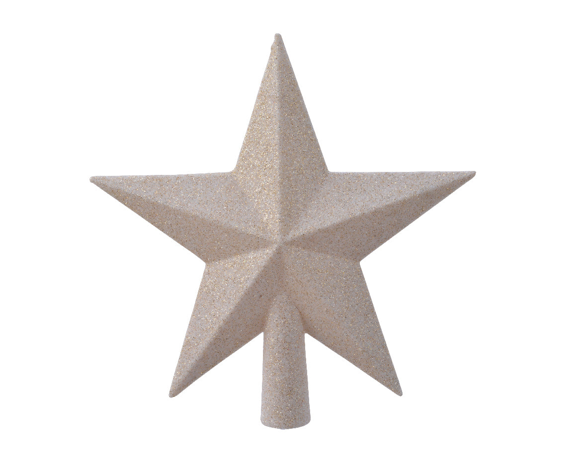 PUNTALE A STELLA GLITTERATO 4.2X19X19 CM BIANCO LANA
