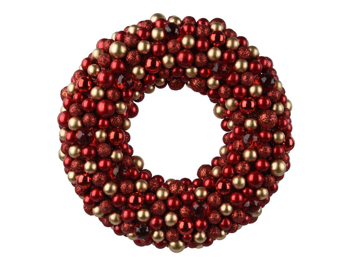 GHIRLANDA NATALIZIA CON SFERE, Ø33 CM, COLORE ROSSO
