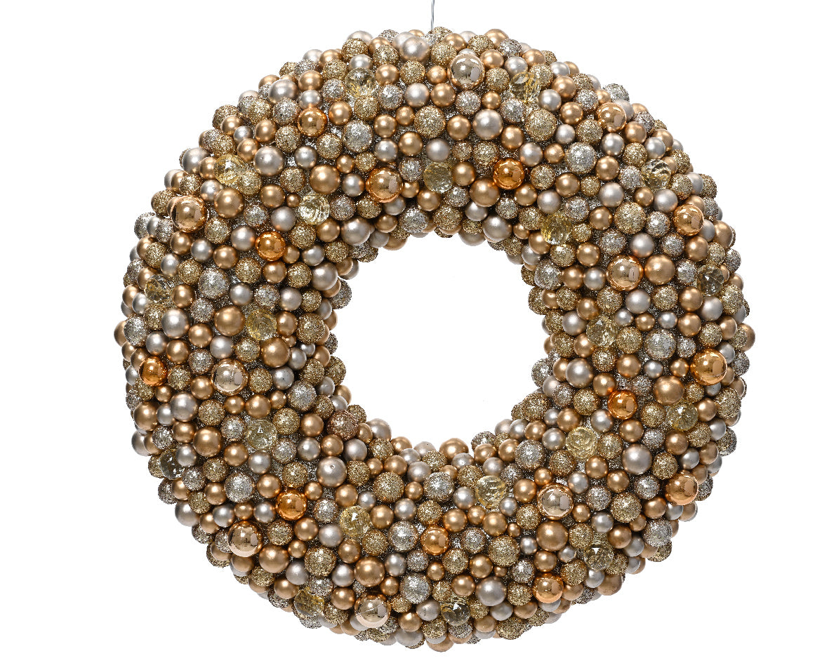 GHIRLANDA NATALIZIA CON SFERE, Ø50 CM, COLORE ORO