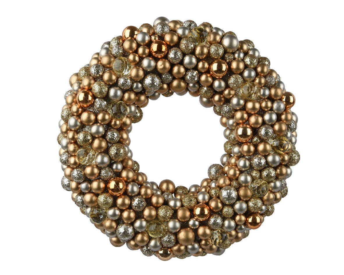 GHIRLANDA NATALIZIA CON SFERE, Ø33 CM, COLORE ORO