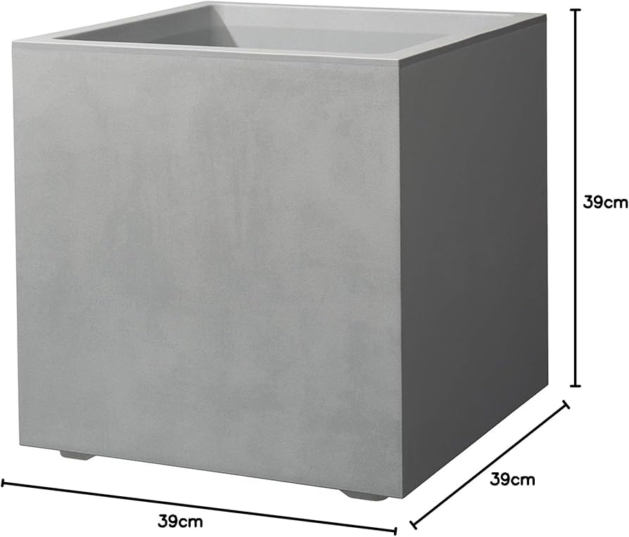 Vase carré Millenium avec réserve d'eau, 39 x 39 x 39 cm, grès