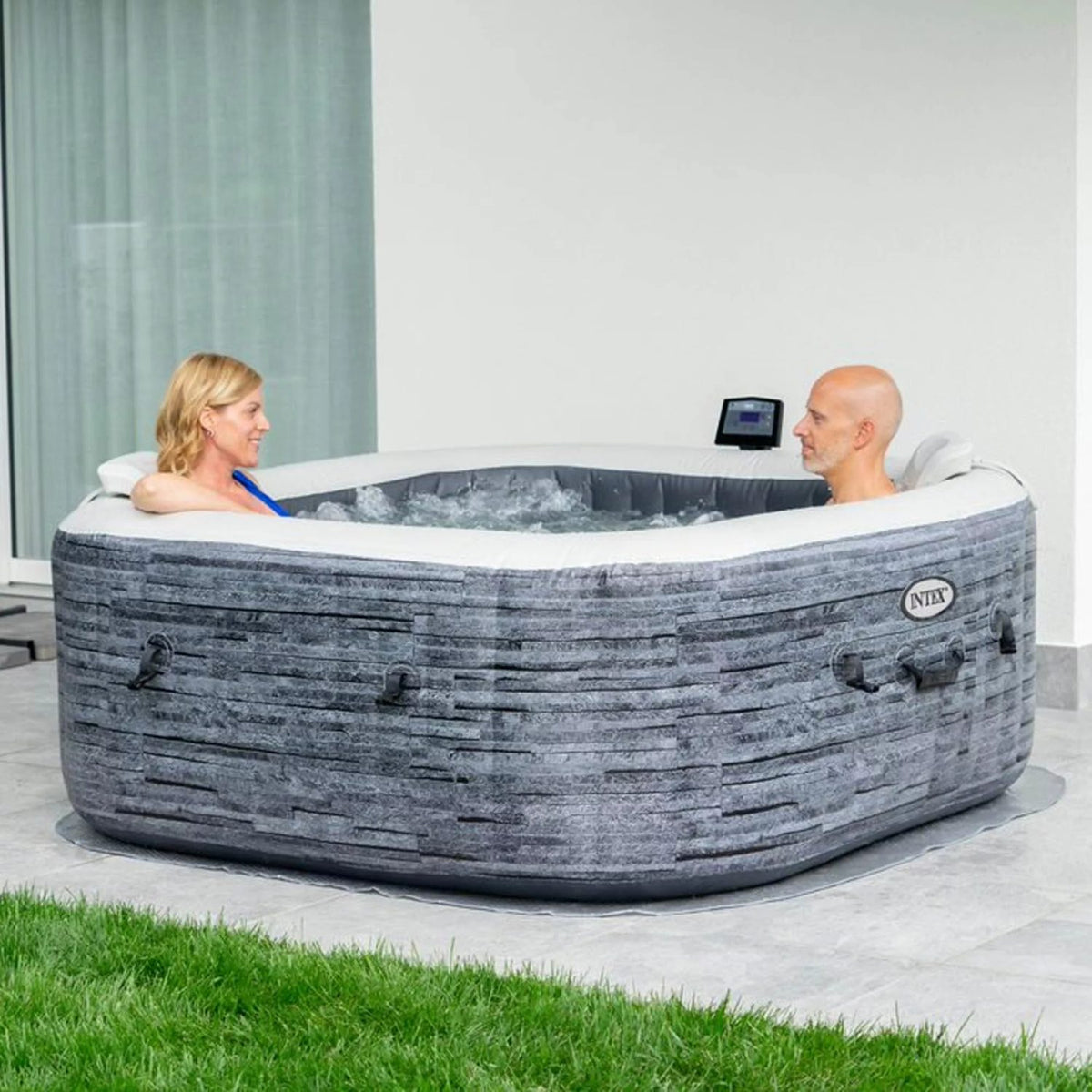 Spa Idromassaggio Greystone Deluxe 4 posti 175cm x 175cm x 71cm Grigio effetto pietra INTEX