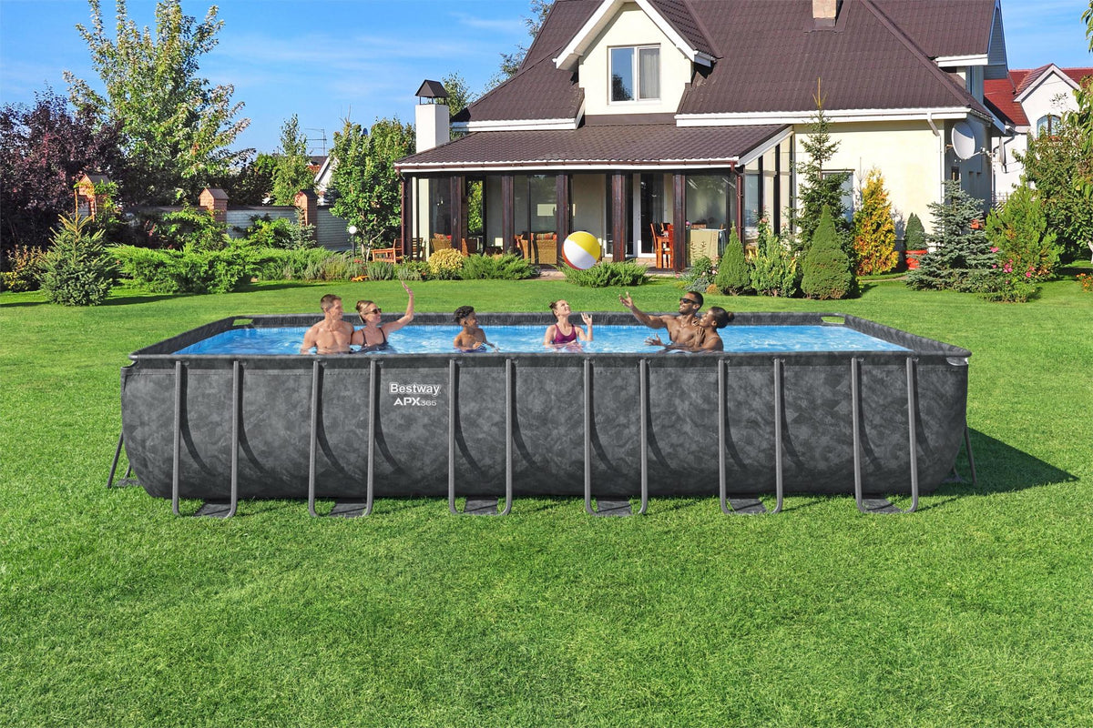 Piscine Power Steel 488 x 244 x 122 rectangulaire gris foncé