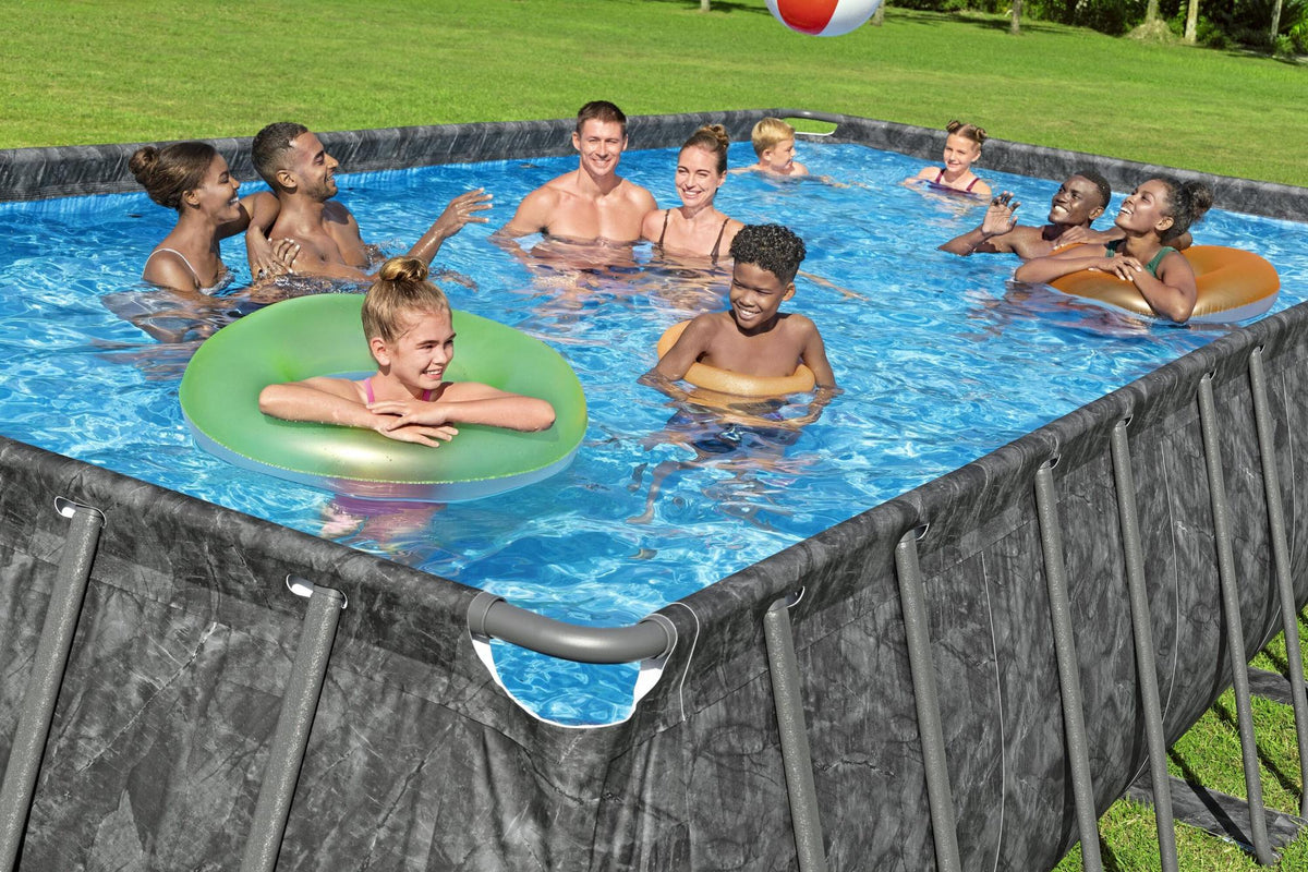 Piscine Power Steel 488 x 244 x 122 rectangulaire gris foncé