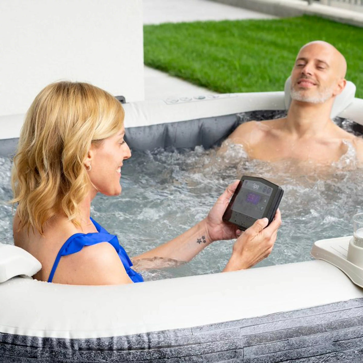 Spa Idromassaggio Greystone Deluxe 4 posti 175cm x 175cm x 71cm Grigio effetto pietra INTEX
