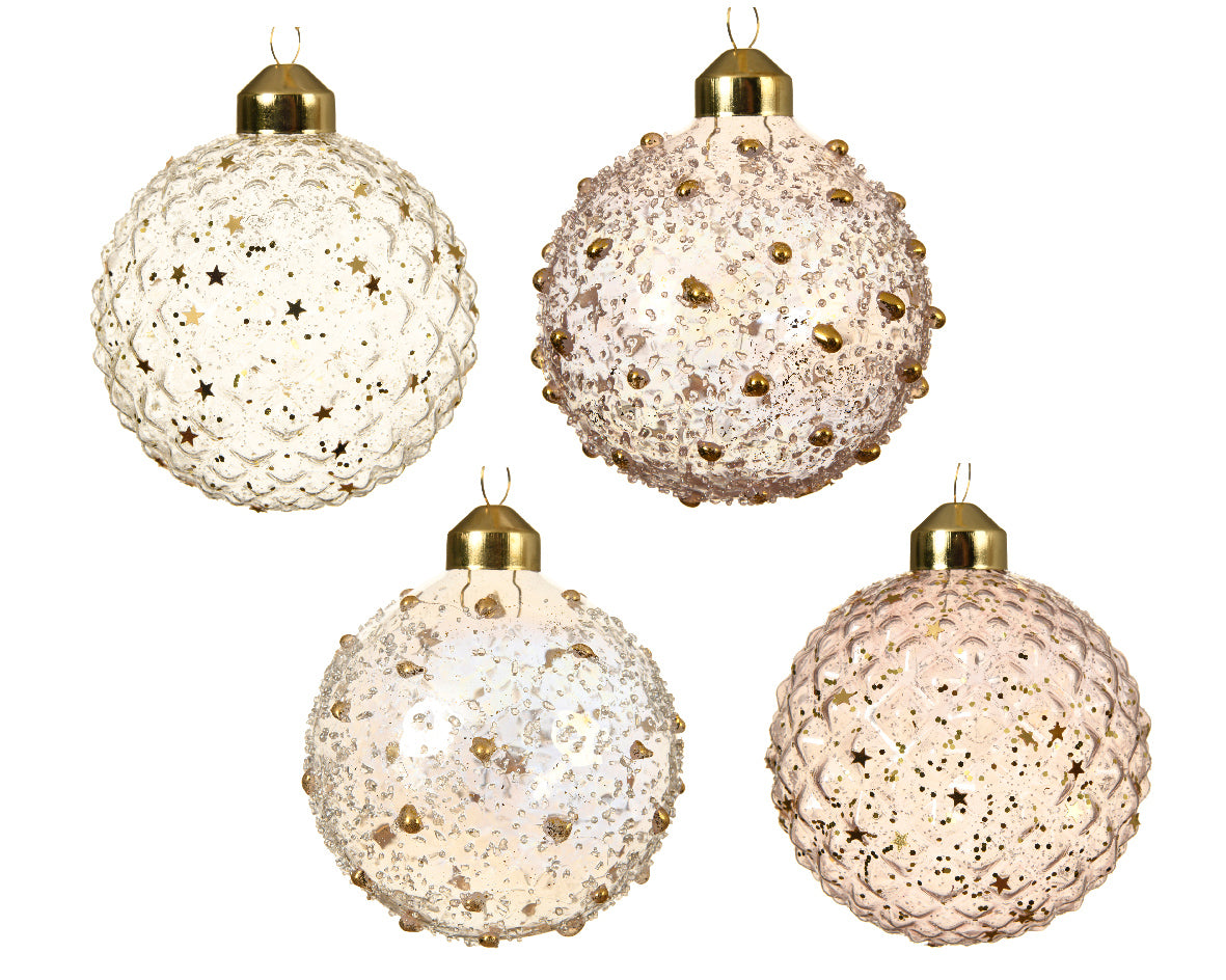 OFFERTA 3 PALLINE TRASPARENTI CON GLITTER 8CM MODELLO ASSORTITO