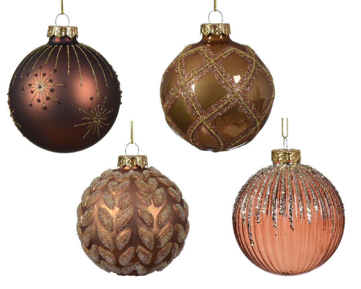 OFFERTA 3 PALLINE CON DECORAZIONI NATALIZIE BRONZO MODELLO ASSORTITO