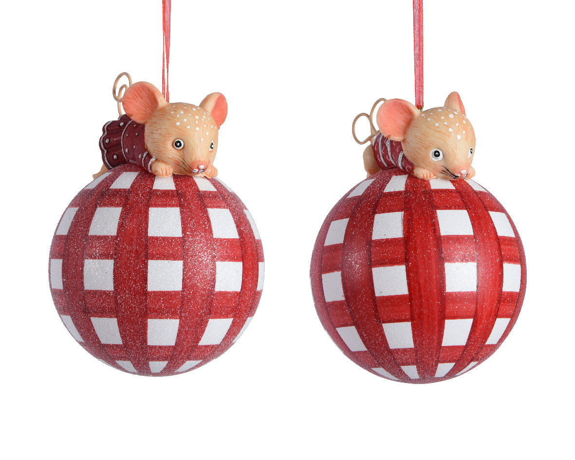 1 PALLINA DI NATALE CON TOPOLINO E DECORAZIONI MODELLO ASSORTITO