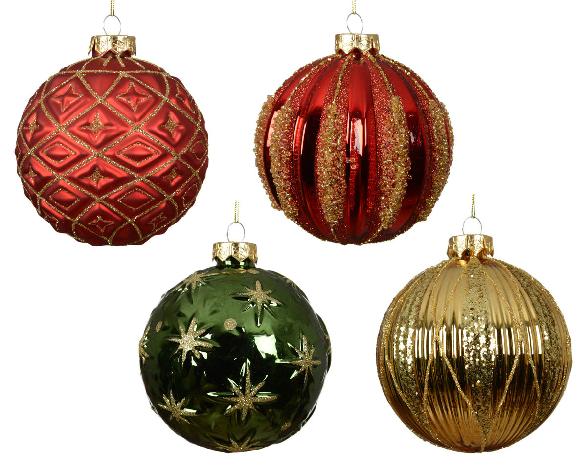 pallina di natale in vetro mix lucido/opaco D 10 cm colori modello assortito Peraga Christmas