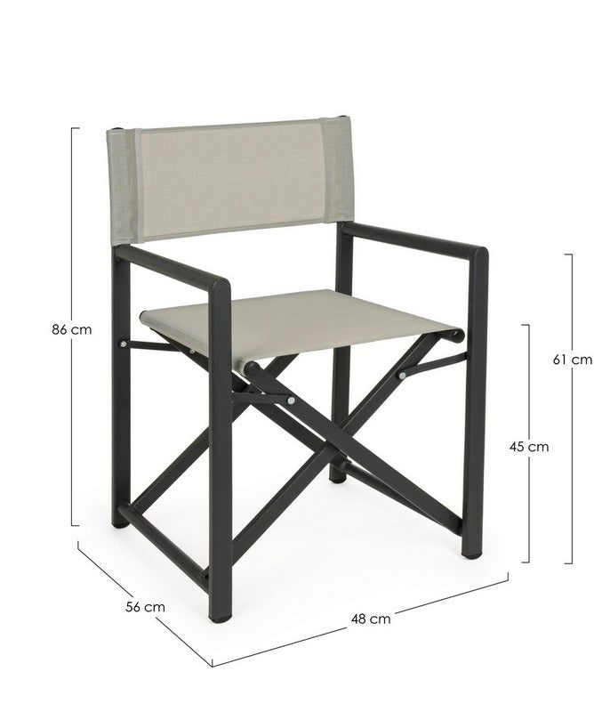 SEDIA REGISTA TAYLOR IN ALLUMINIO PIEGHEVOLE GRIGIO SCURO