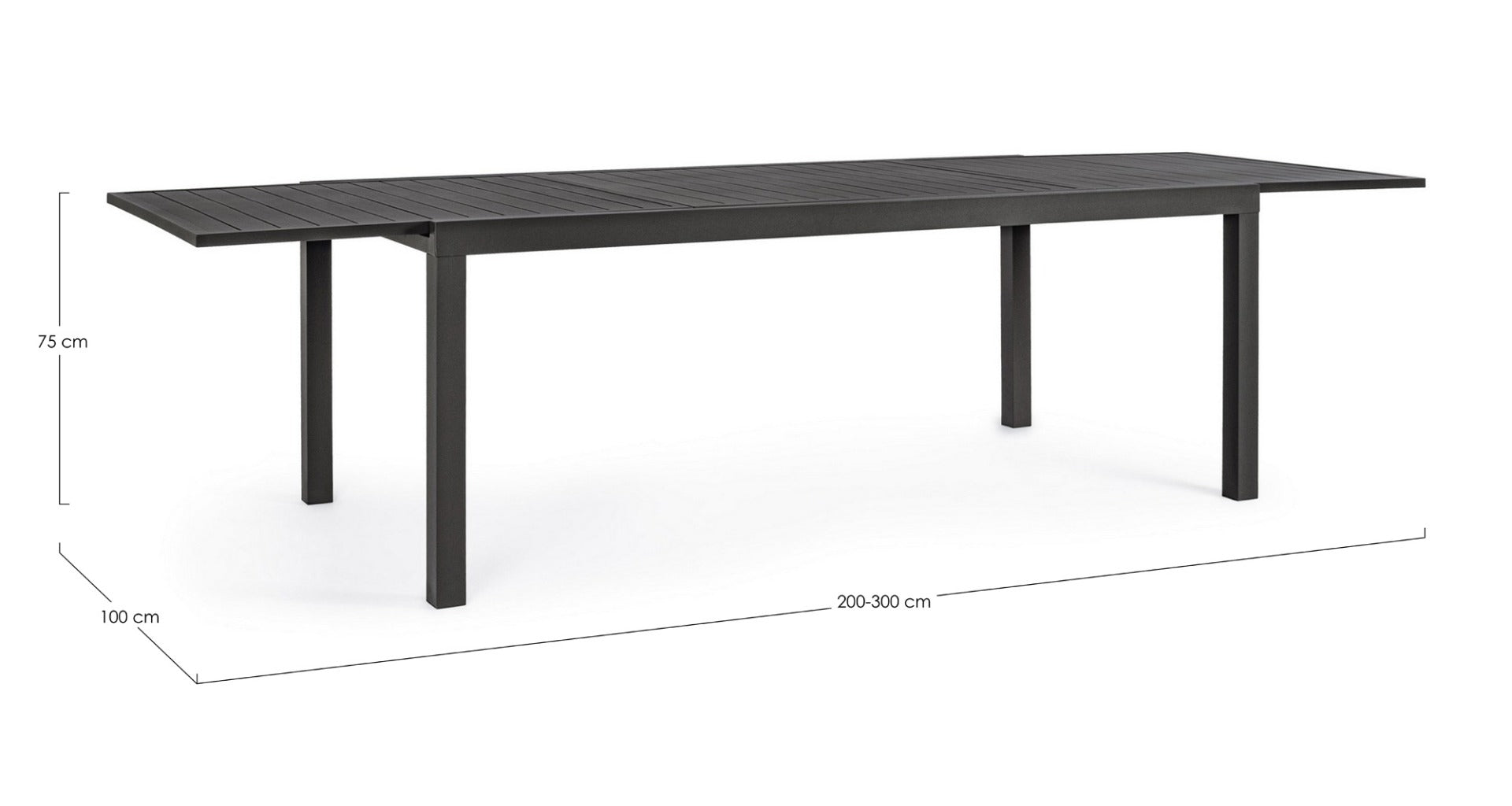 TAVOLO ALLUNGABILE HILDE 200-300X100 CM ANTRACITE