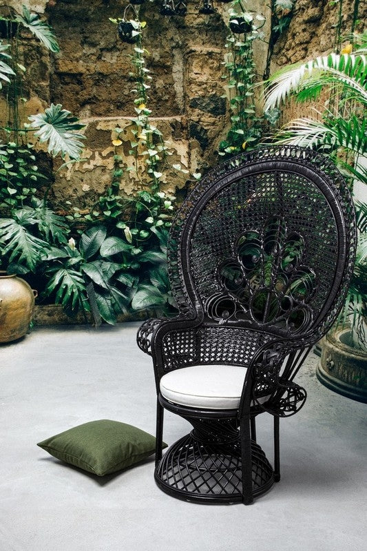 POLTRONA IN FIBRE NATURALI SFODERABILE NERO PEACOCK