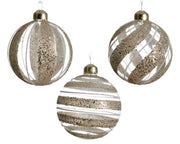 OFFERTA 3 PALLINE DI NATALE D8CM CHAMPAGNE MODELLO ASSORTITO