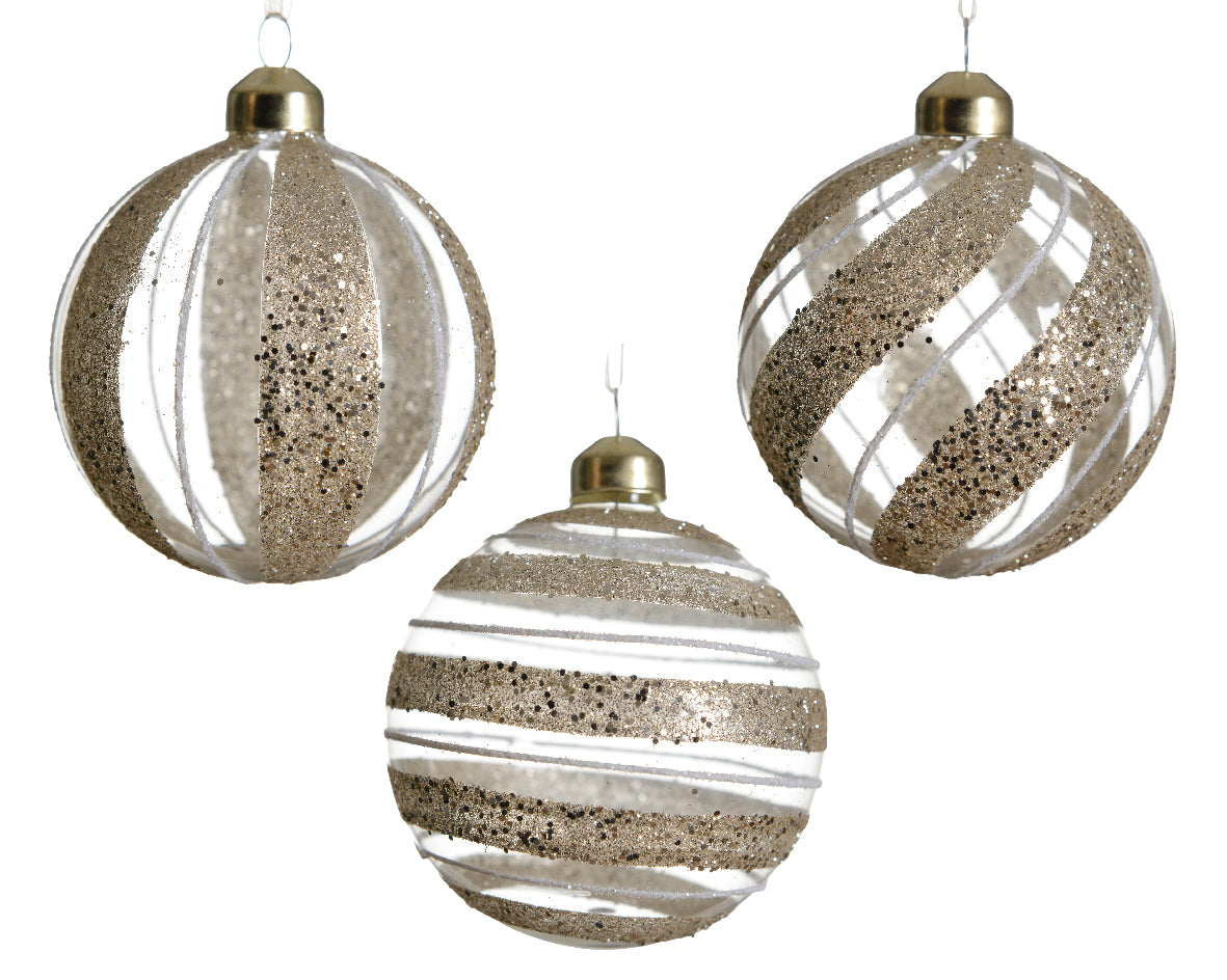 OFFERTA 3 PALLINE DI NATALE D8CM CHAMPAGNE MODELLO ASSORTITO
