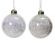 PALLINA DI NATALE IN VETRO, CON GLITER, Ø8 CM, MODELLO ASSORTITO