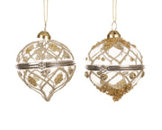 pallina di natale in vetro con perline e paillettes D 6 cm trasparente/argento Peraga Christmas