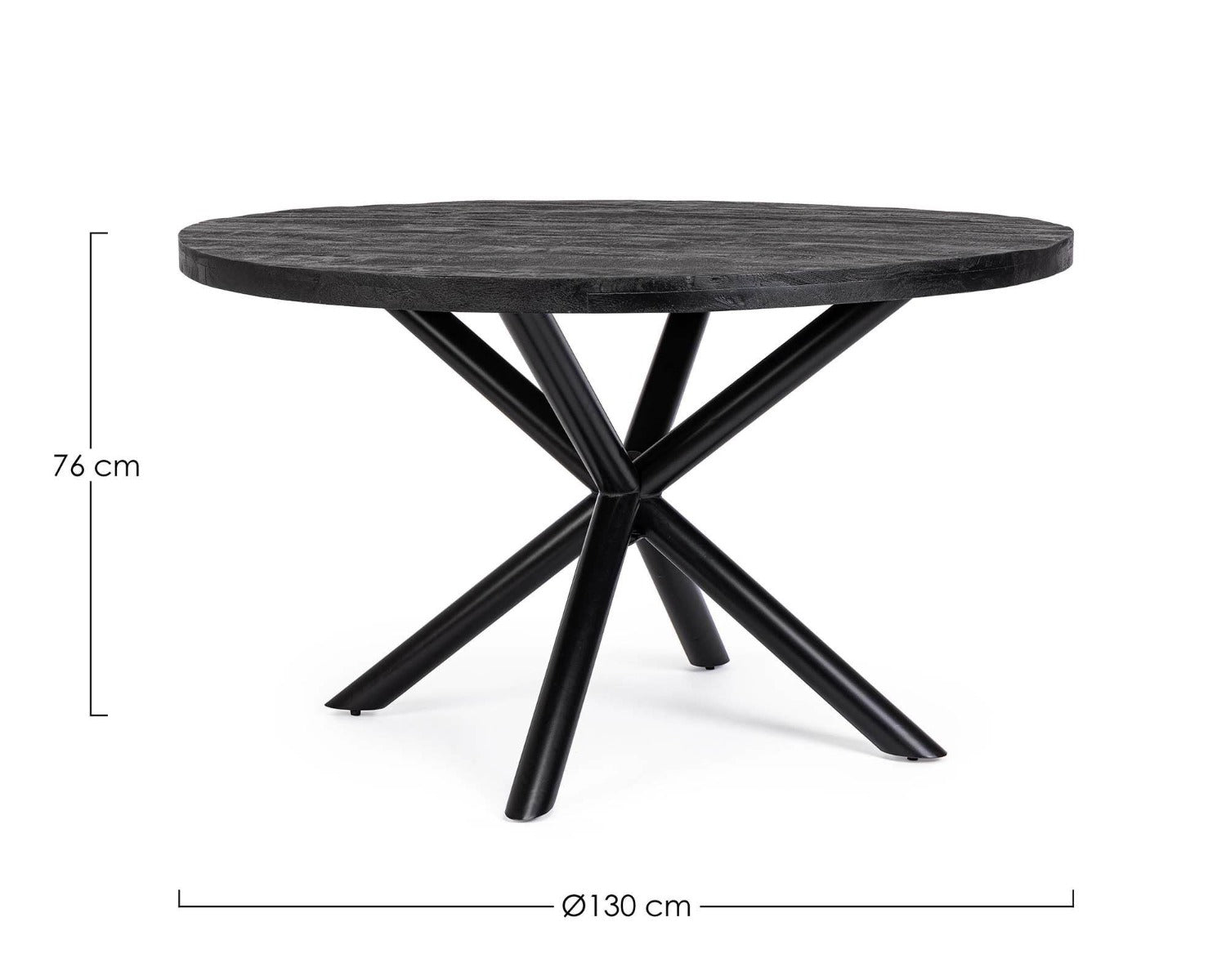 TAVOLO TONDO HASTINGS D130 IN LEGNO DI MANGO E ACCIAIO