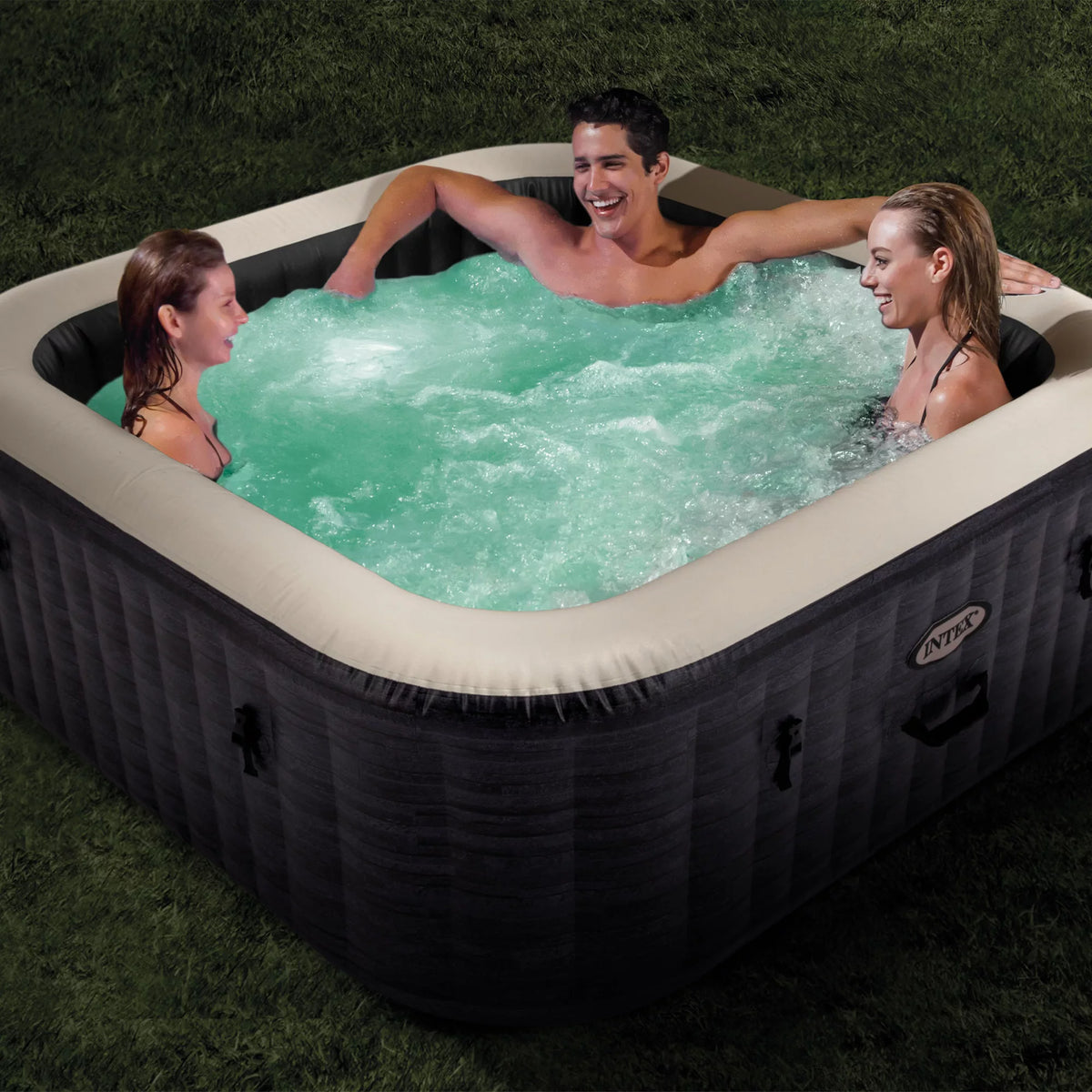 Spa Idromassaggio Greystone Deluxe 4 posti 175cm x 175cm x 71cm Grigio effetto pietra INTEX
