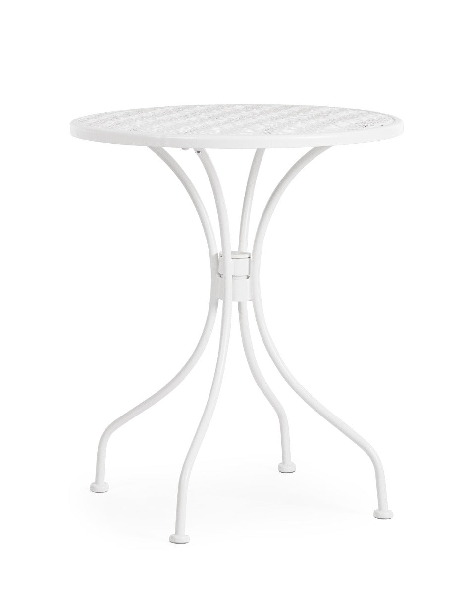 SET TAVOLO DA GIARDINO LIZETTE D.60 + 2 SEDIE LIZETTE CON BRACCIOLI BIANCO